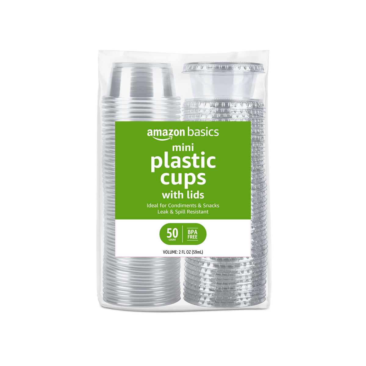 2oz 50 Count BPA Free Disposable Plastic To-Go Cups and Lids I219999