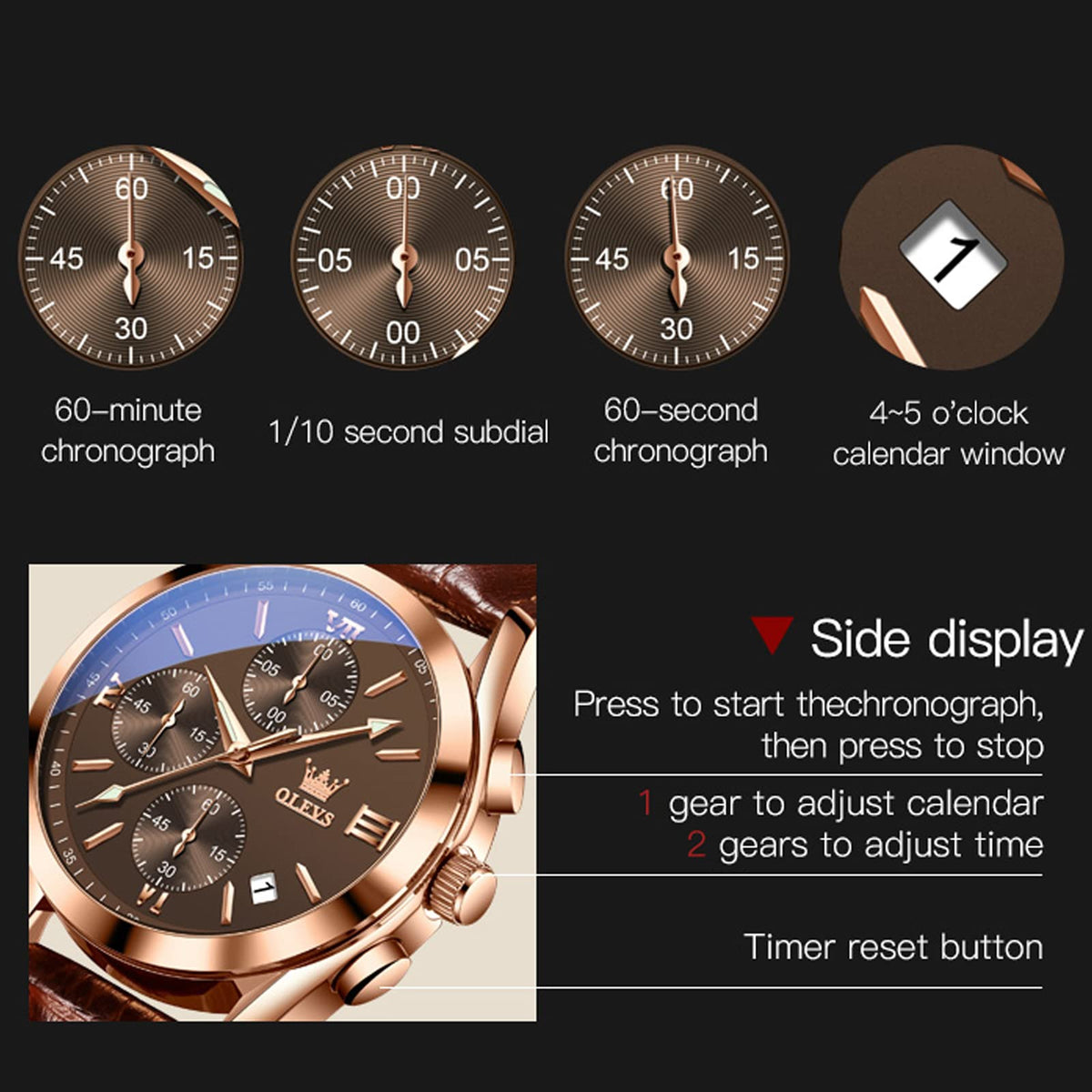Mens Leather Quartz Brown Wrist Watch C52027