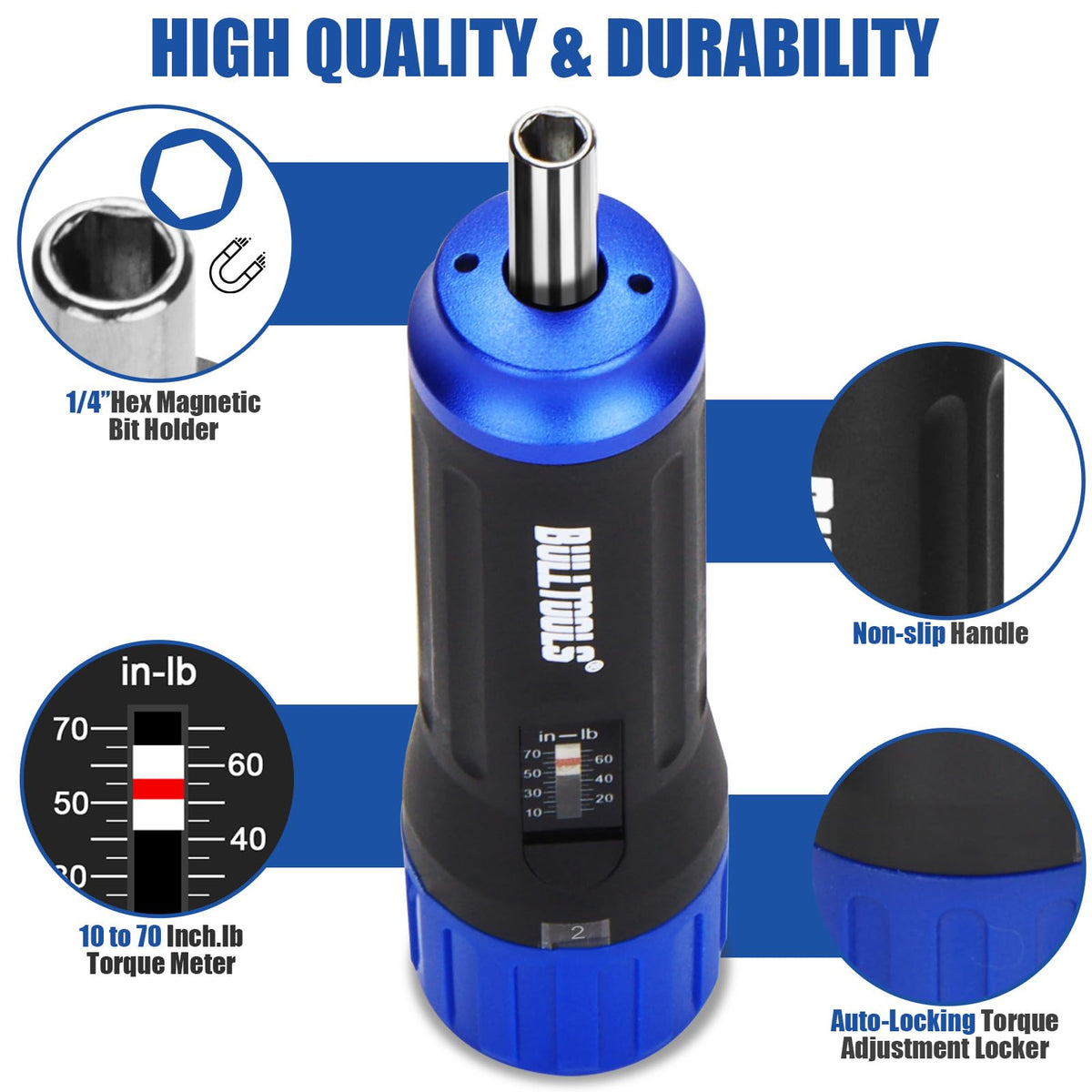 Torque Screwdriver Wrench Set, 10 to 70 Inch Pounds S716