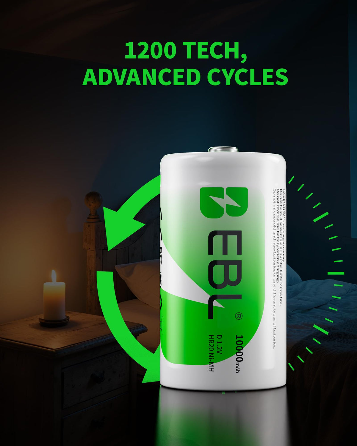 D Cell Rechargeable Batteries 4-Pack E742