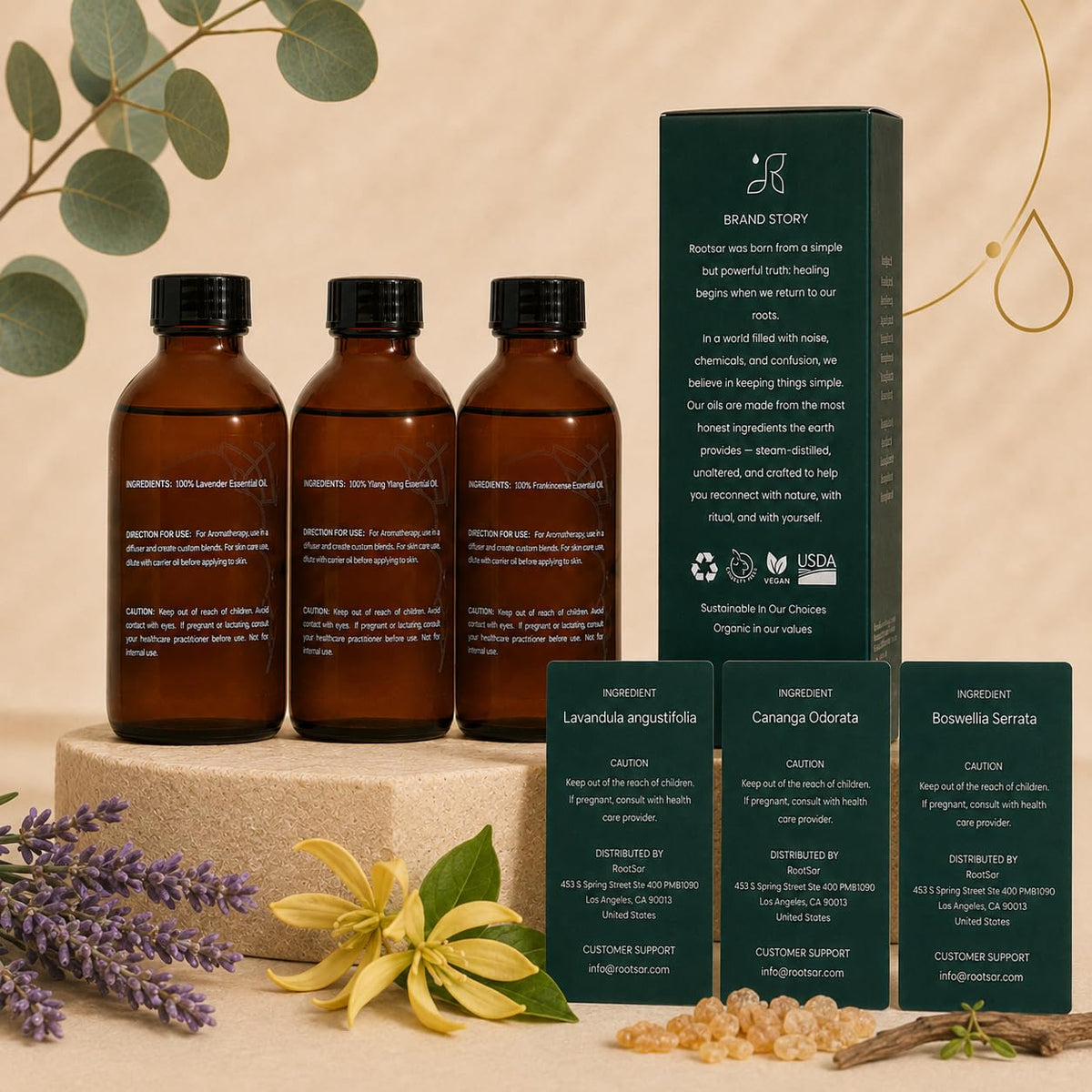 3 Pack Lavender Ylang Ylang Frankincense Essential Oils 4 Fl Oz L654