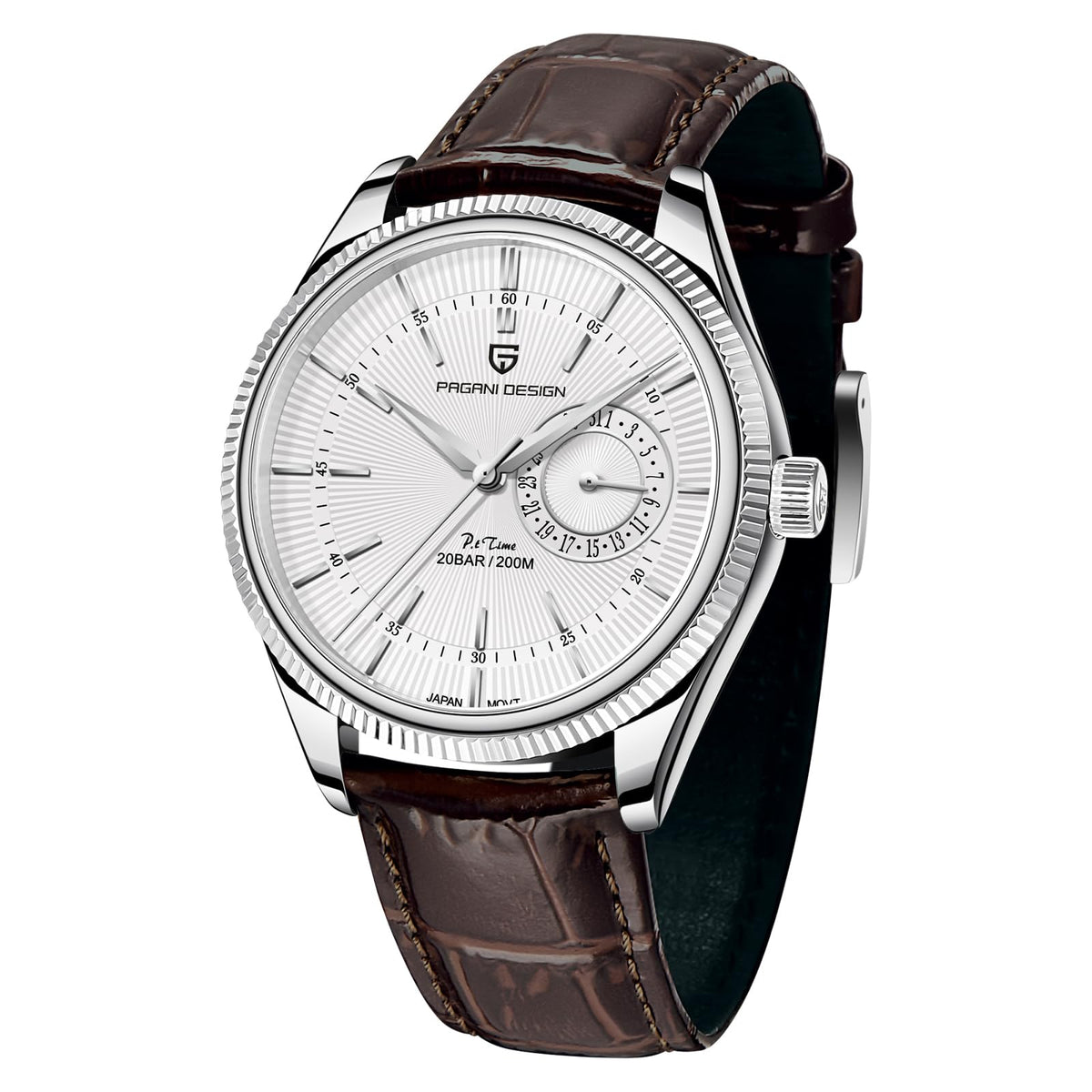 40mm Stainless Steel Quartz Wristwatch with Date Display D105