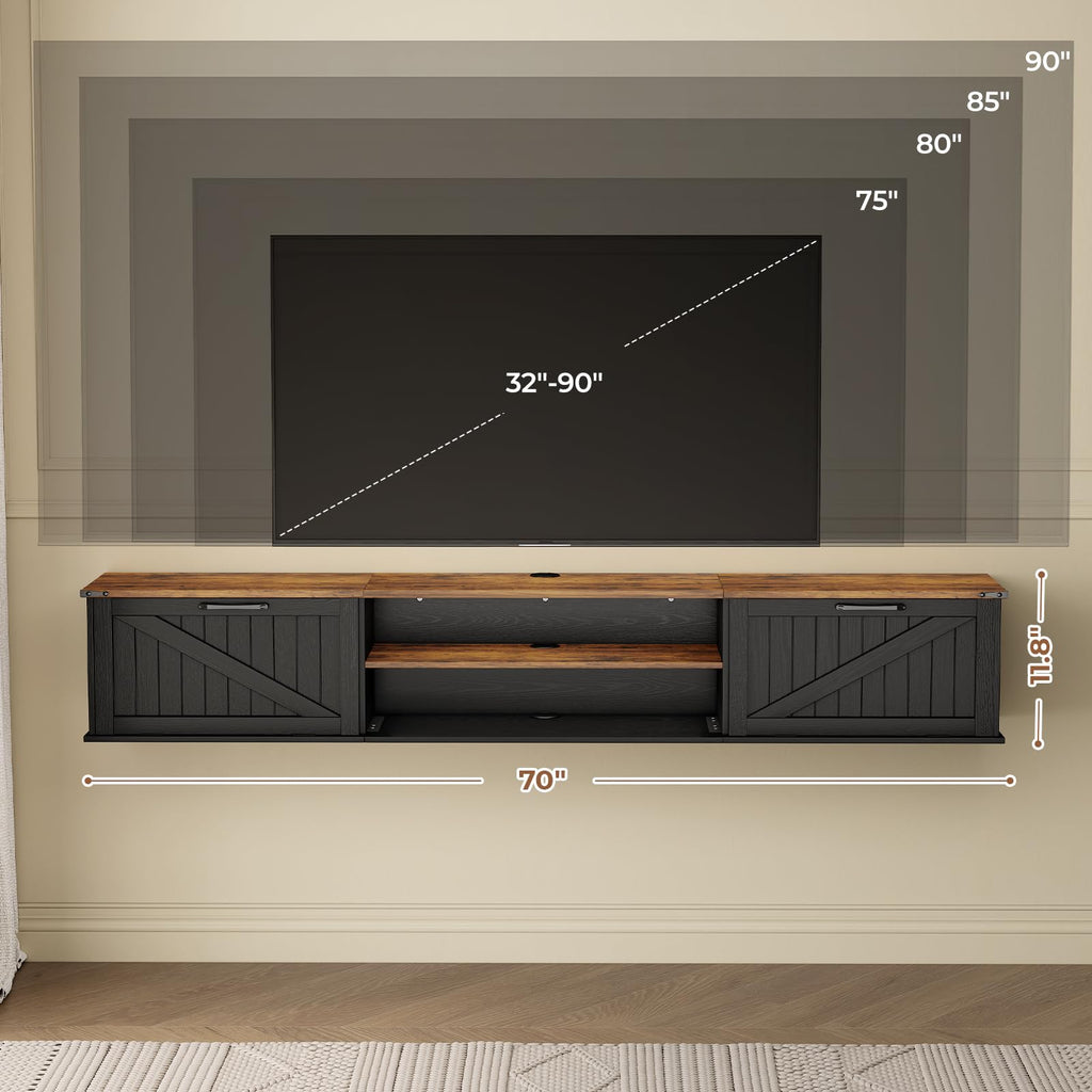 70" Black Floating TV Stand T992224