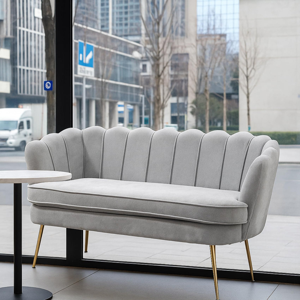 Light Grey Chenille 2-Seater Loveseat Sofa J94174