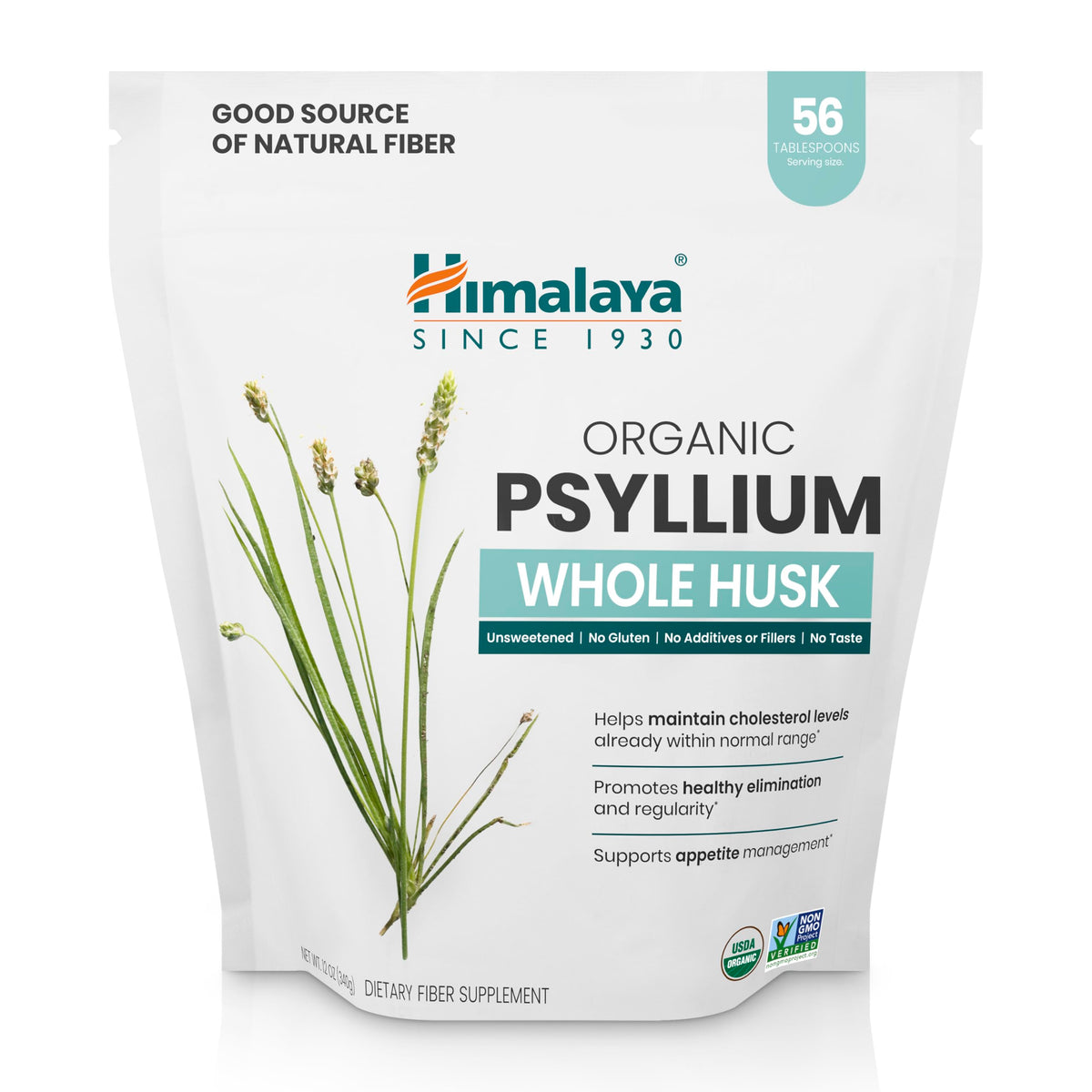 Organic Psyllium Whole Husk Fiber Supplement, Unflavored, 12 oz M312