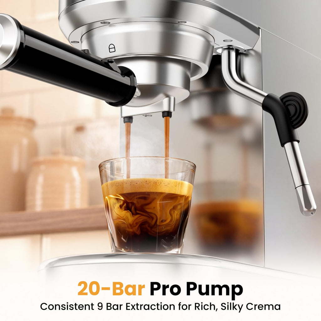 20 Bar Compact Stainless Steel Espresso Machine with Milk Frother U5914