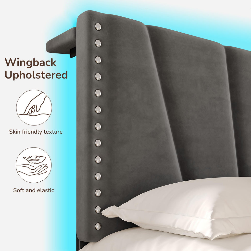 Twin Bed Frame with LED Lights & USB Z900