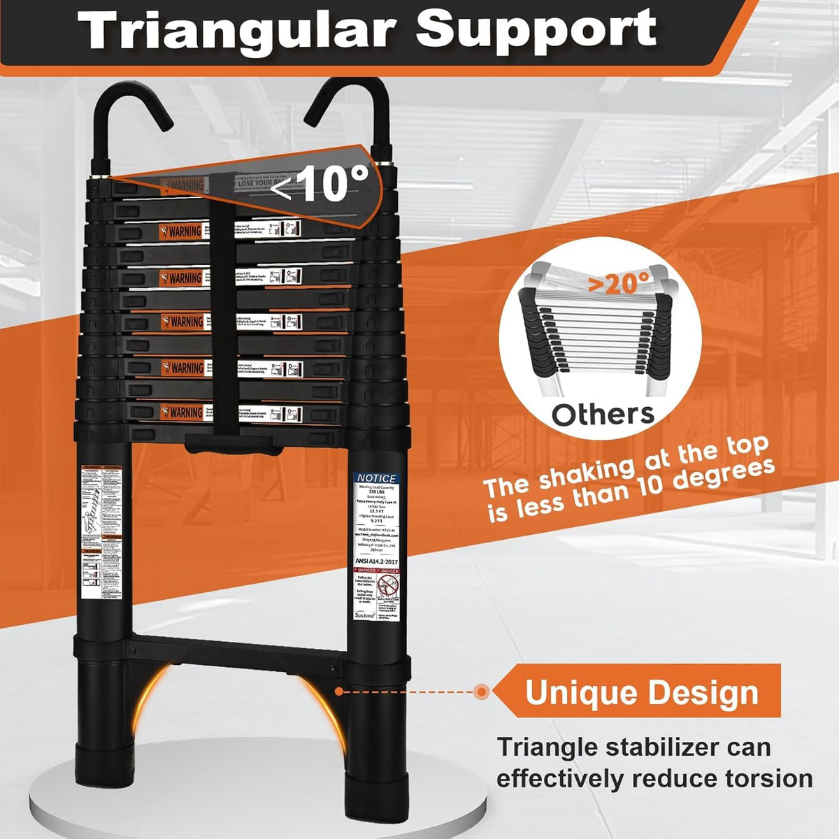 12.5FT Telescoping Extension Ladder J185897