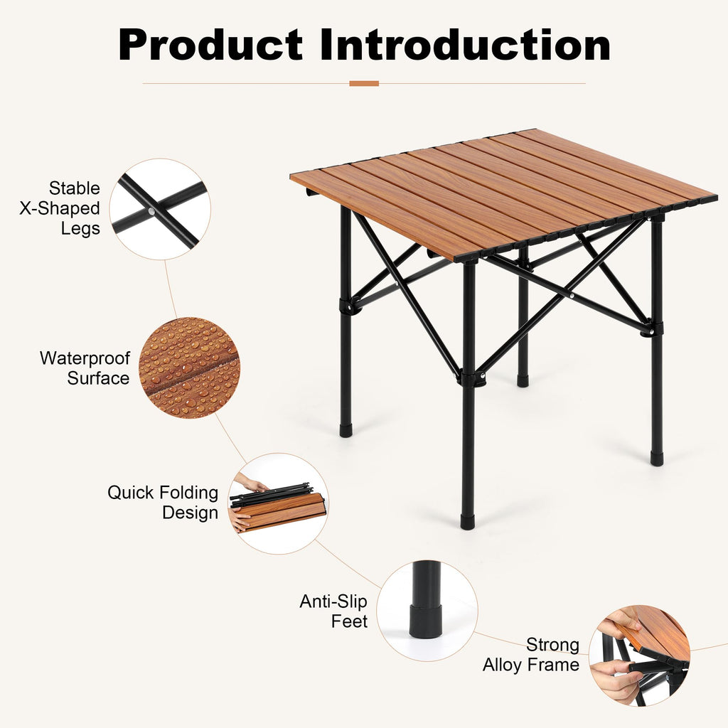 Folding Camping Table 21 x 20 Inch with Carry Bag Q785319