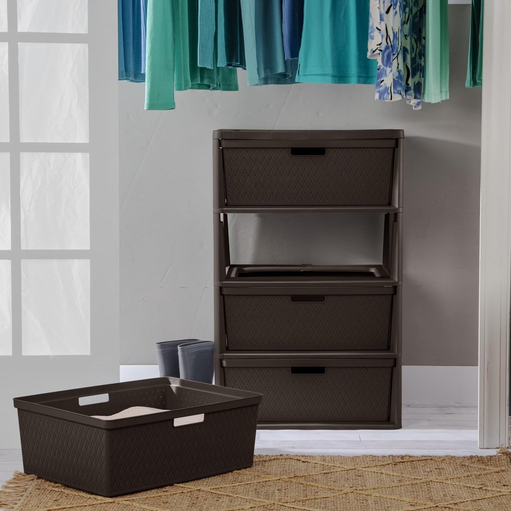 Gray Plastic 3-Drawer Storage Tower with Bins Q42605