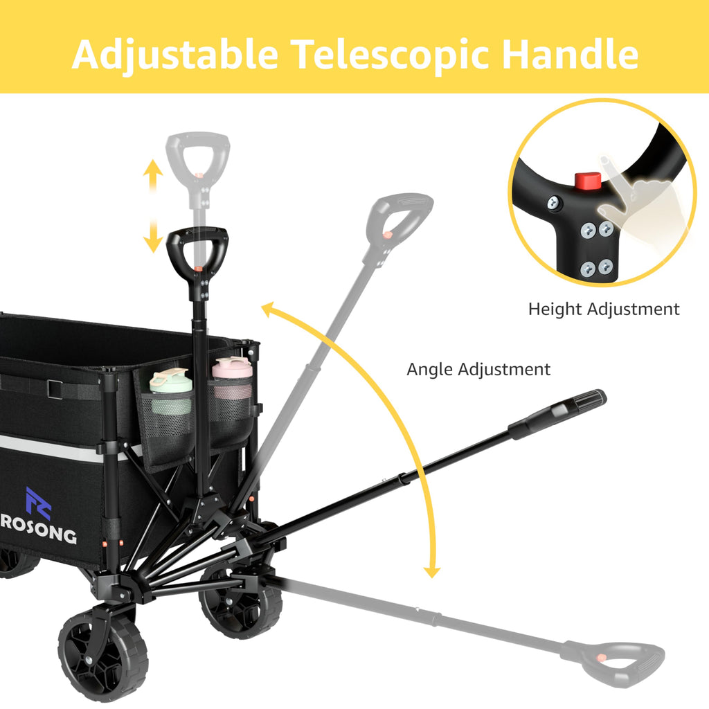 Collapsible Heavy Duty Wagon Cart with Wheels 120L Black F64110