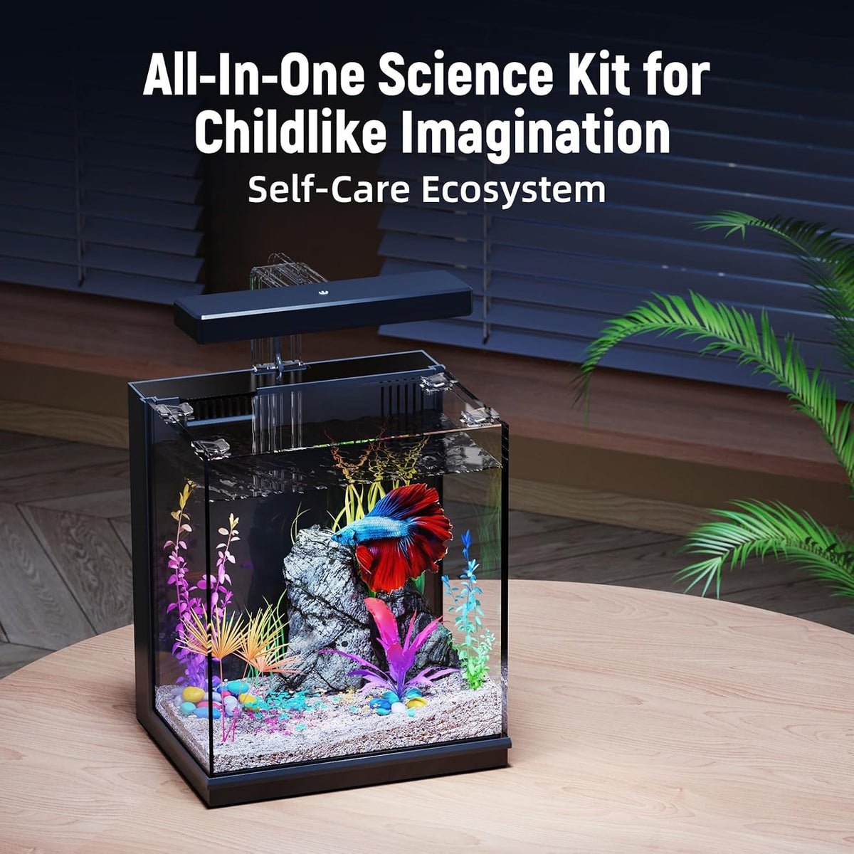2 Gallon All-in-One Aquarium Kit with Filtration & LED Light K878201