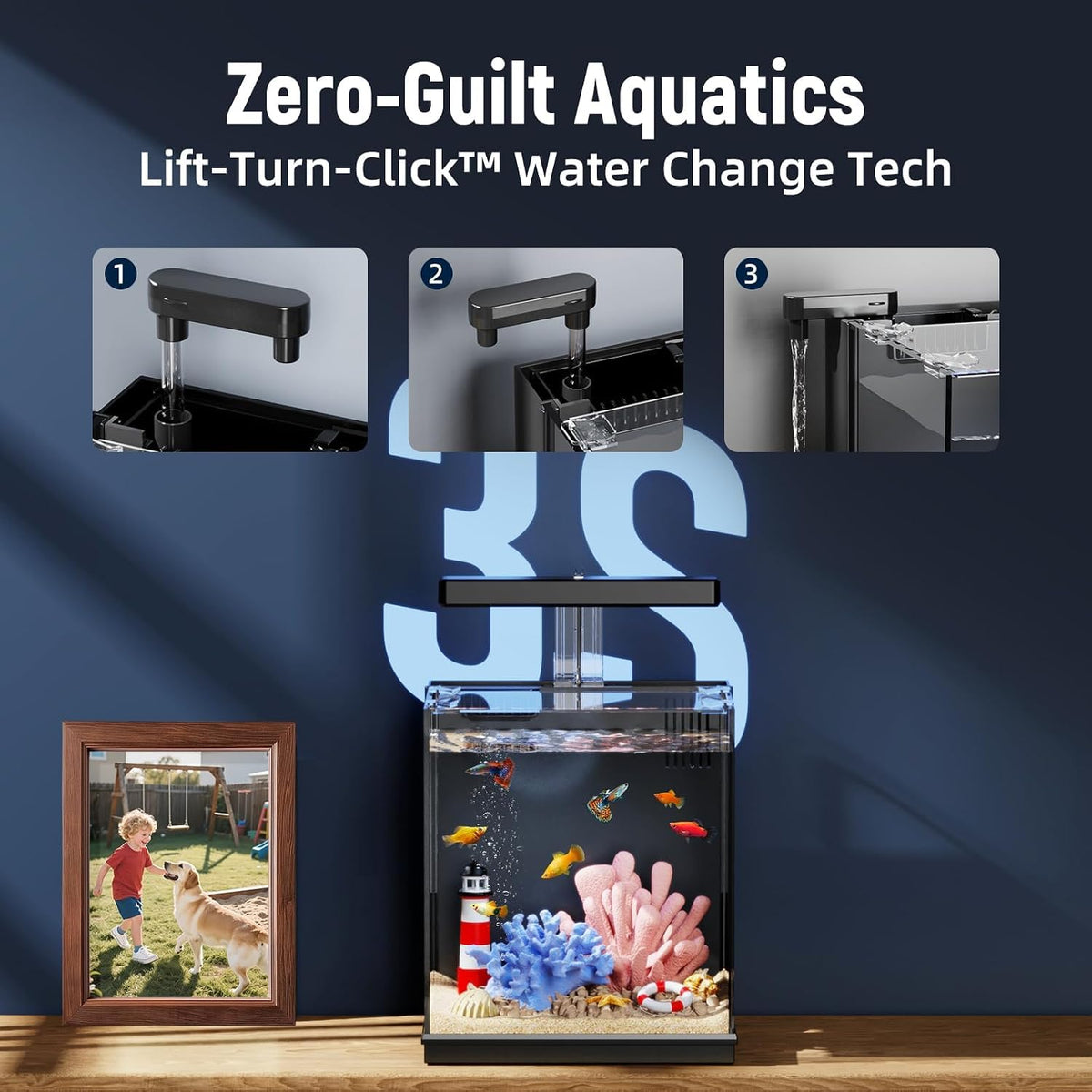 2 Gallon All-in-One Aquarium Kit with Filtration & LED Light K878201