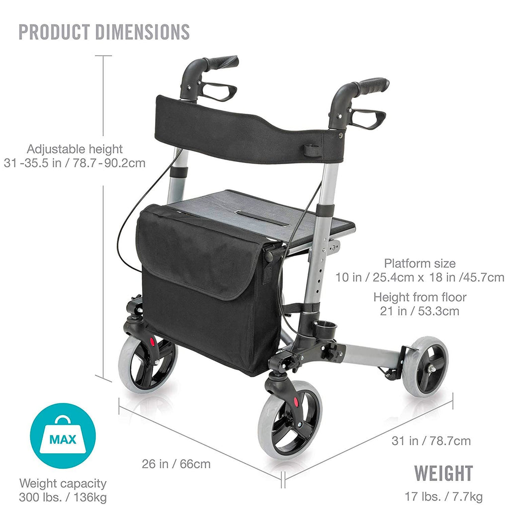 Adjustable Rollator with Seat and Backrest F695
