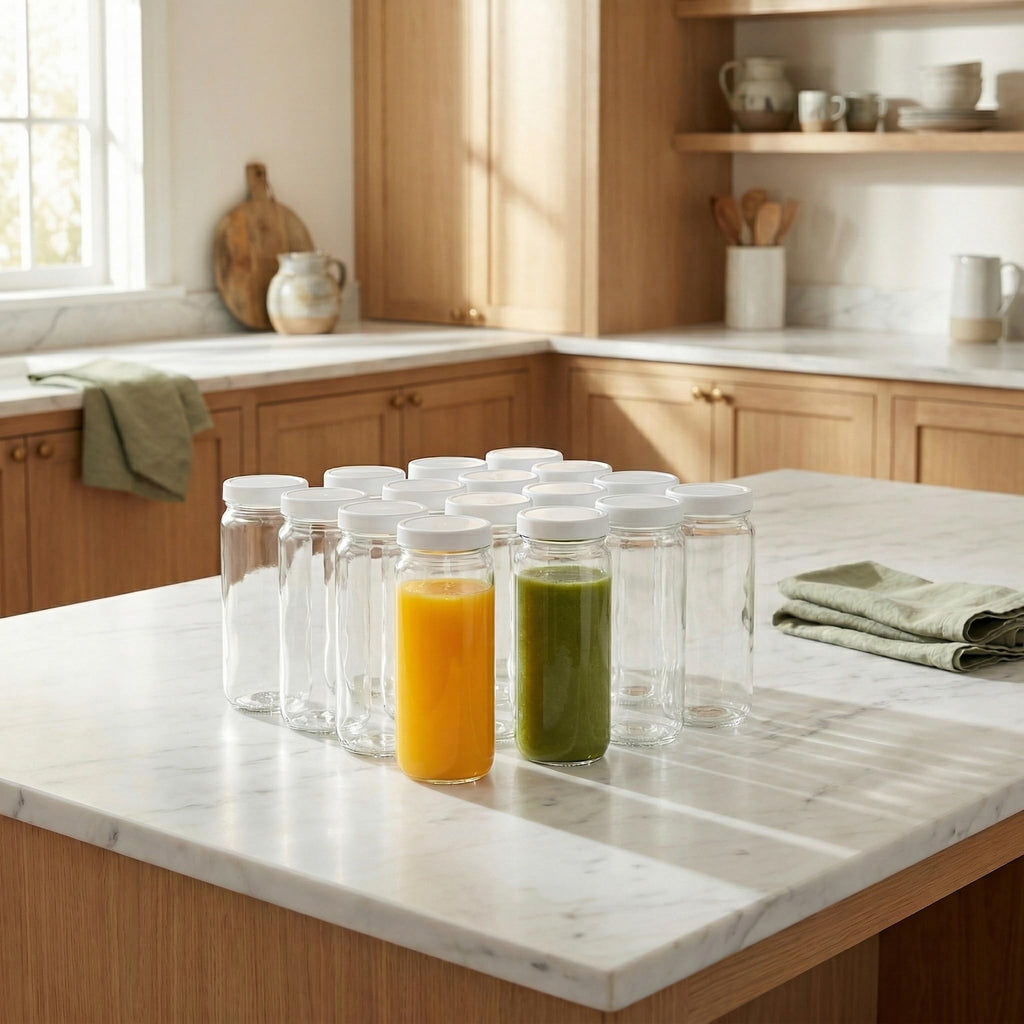 16 Pack 16oz Clear Glass Bottles with Airtight Lids A61078