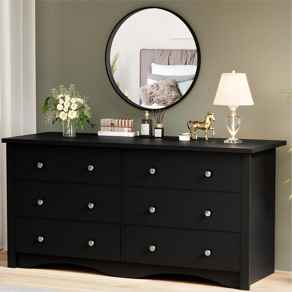 Black 6 Drawer Dresser F22018