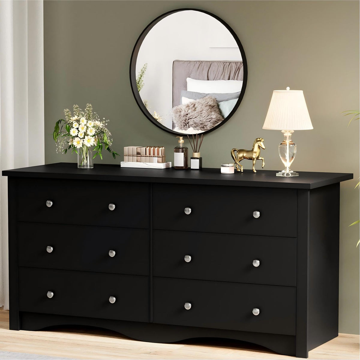 Black 6 Drawer Dresser F22018