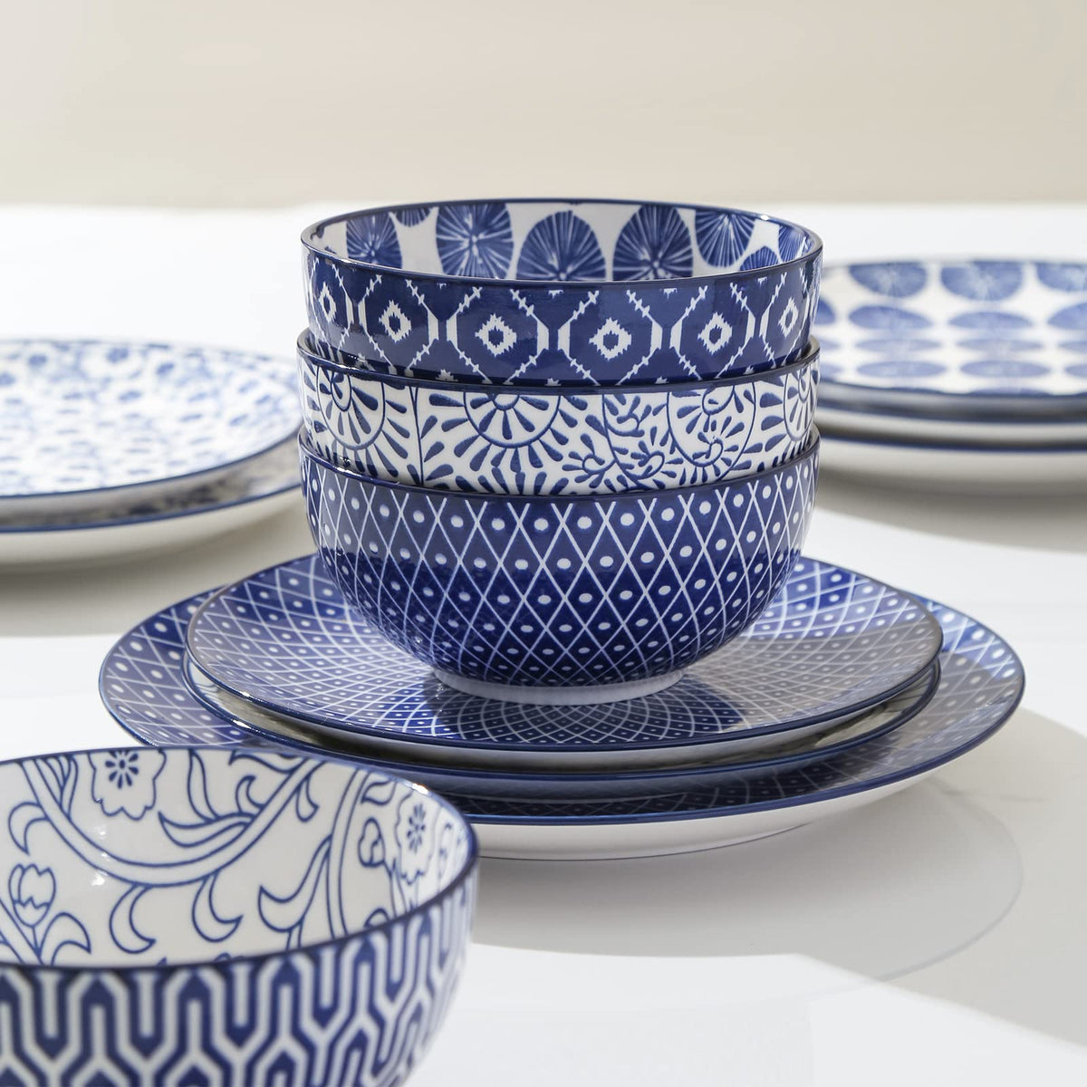 Ceramic Dinnerware Sets 12 Piece + 8 OZ Cappuccino Cup Set with Saucers S788436