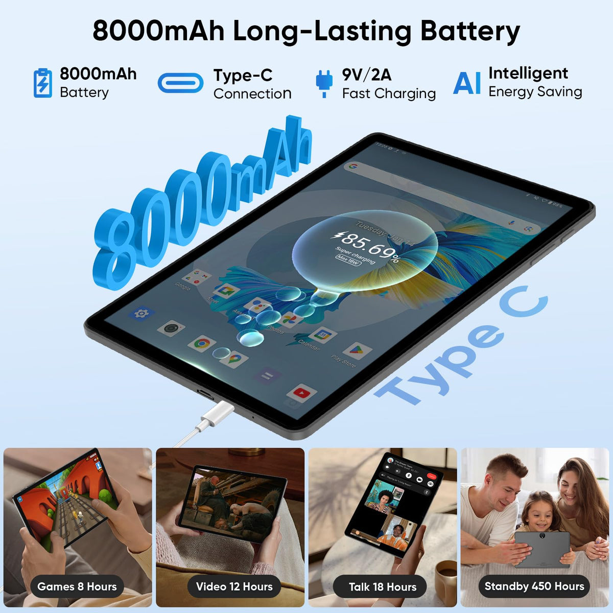 10.1" Android Tablet Octa-core 10GB RAM 64GB ROM Gray J923