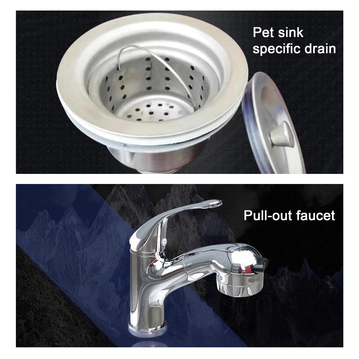 Stainless Steel Dog Grooming Tub with Stairs and Faucet K331094