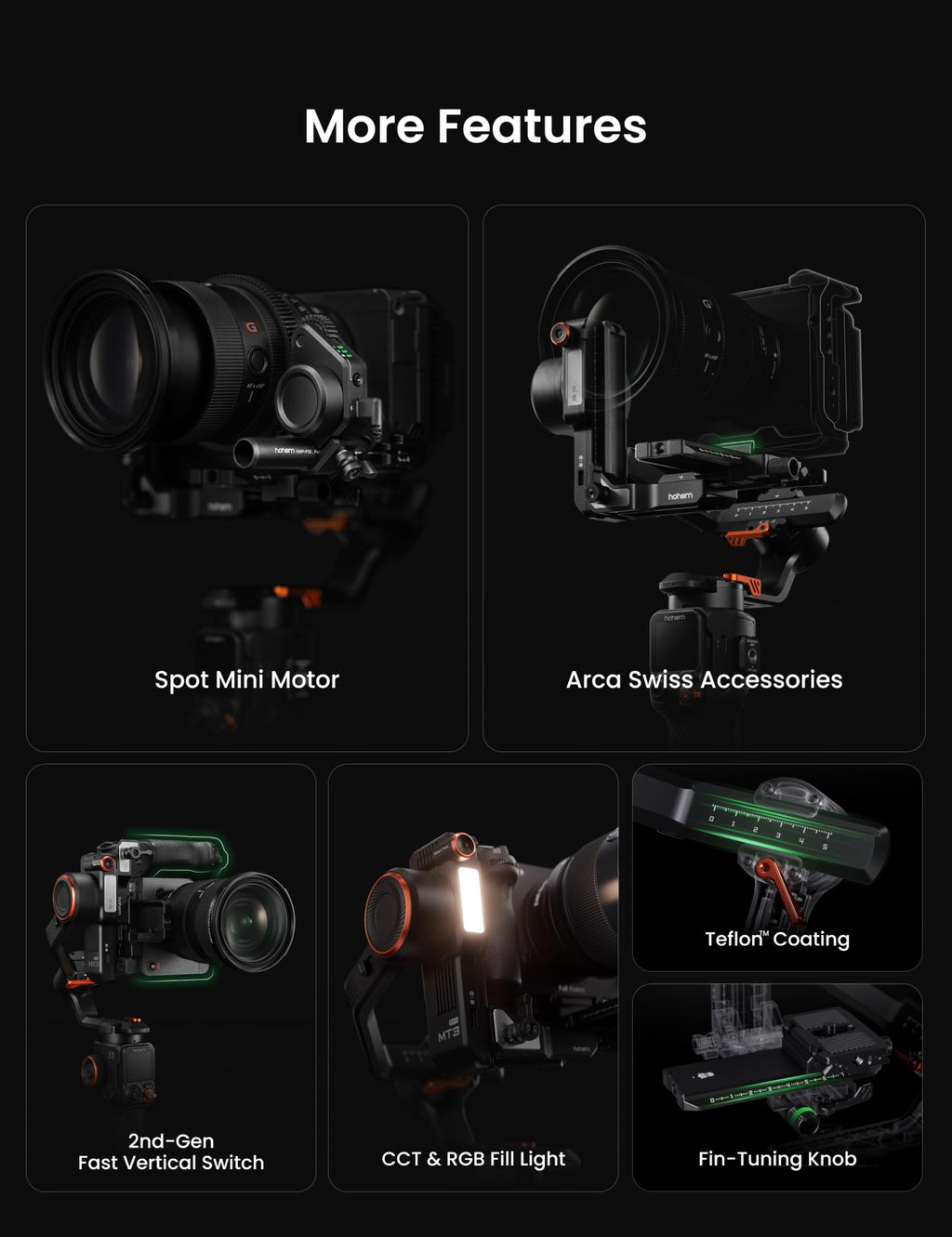 3-Axis Gimbal Stabilizer with AI Tracker and Detachable Touchscreen Control F1128