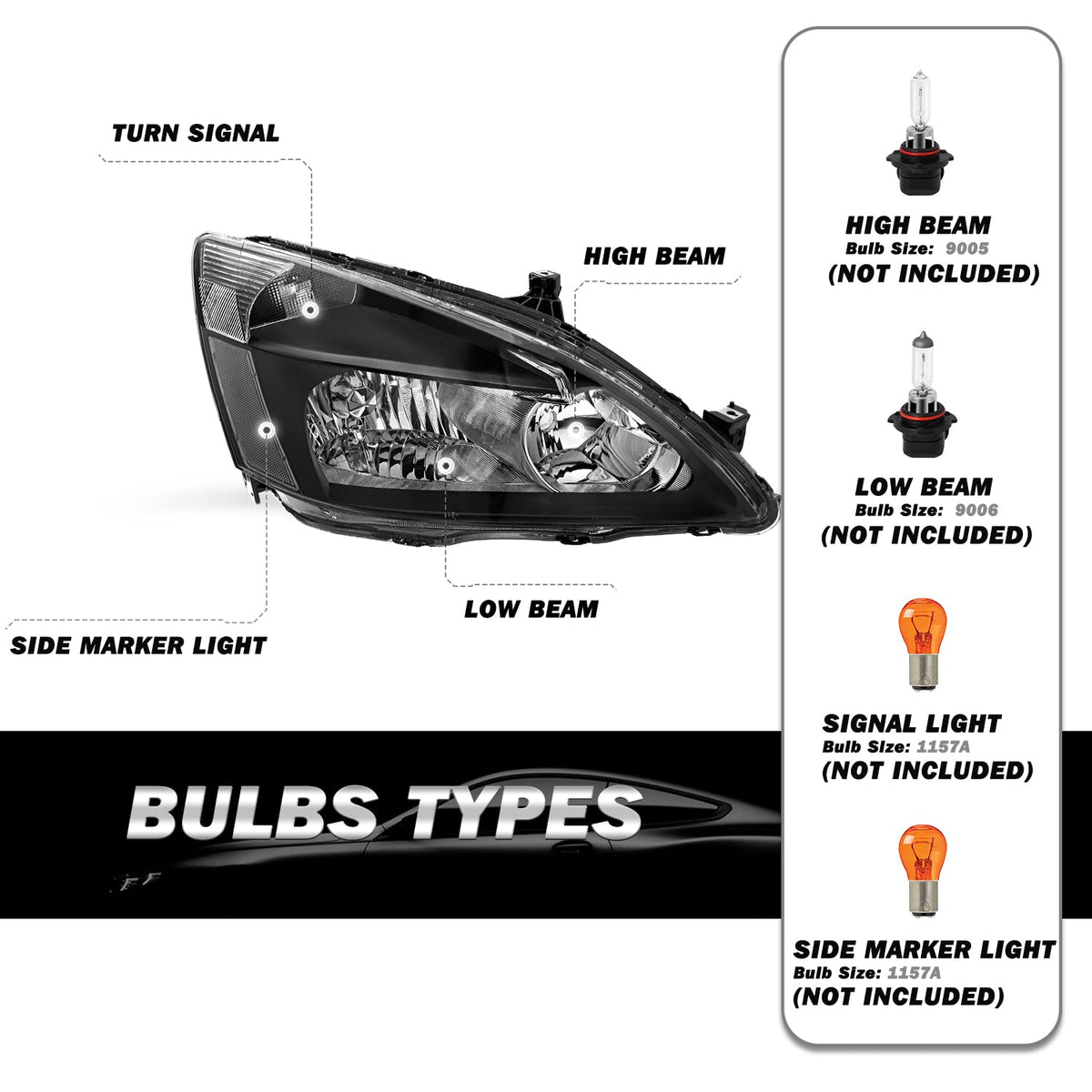 2003-2007 Honda Accord Halogen Headlight Assembly Z855