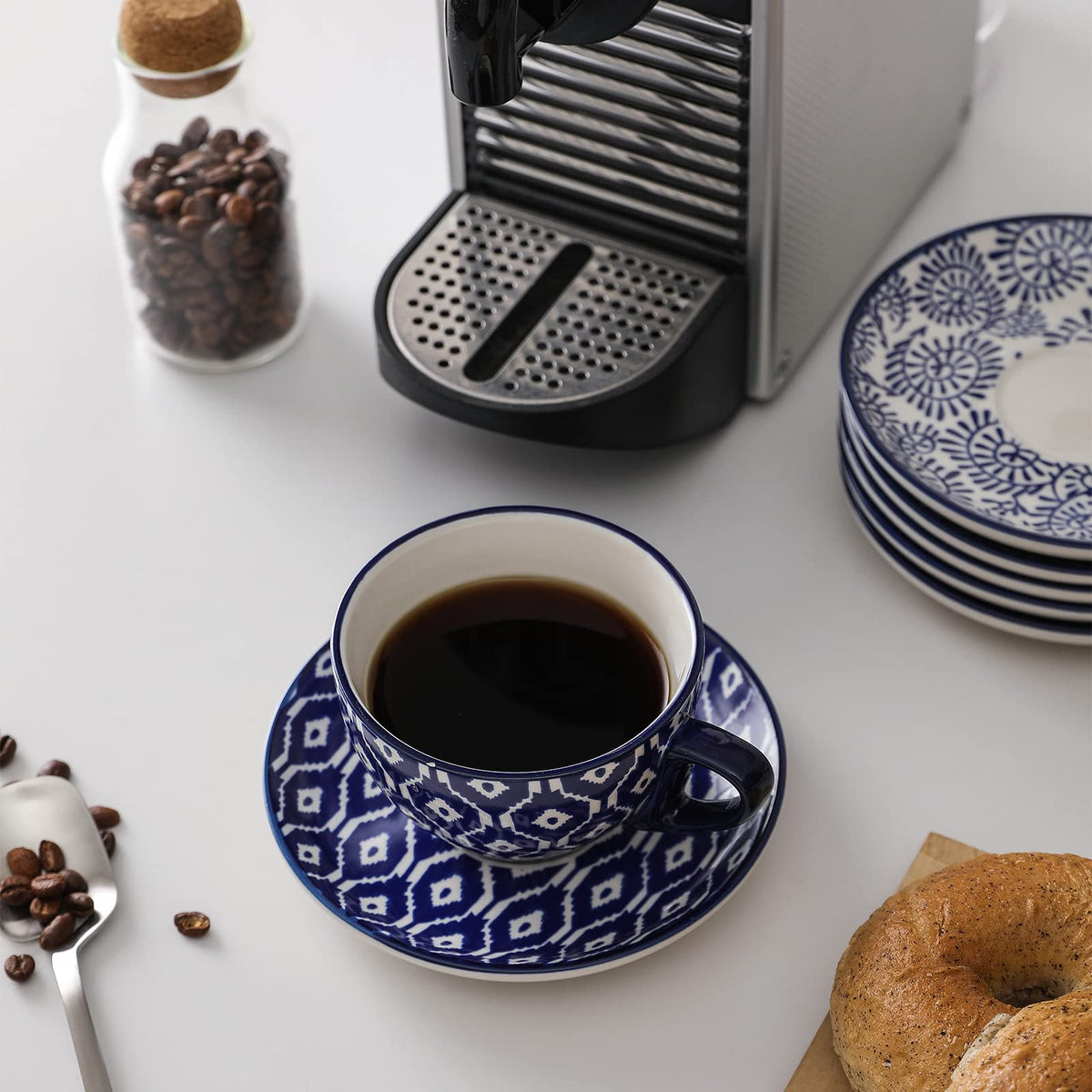 Ceramic Dinnerware Sets 12 Piece + 8 OZ Cappuccino Cup Set with Saucers S788436