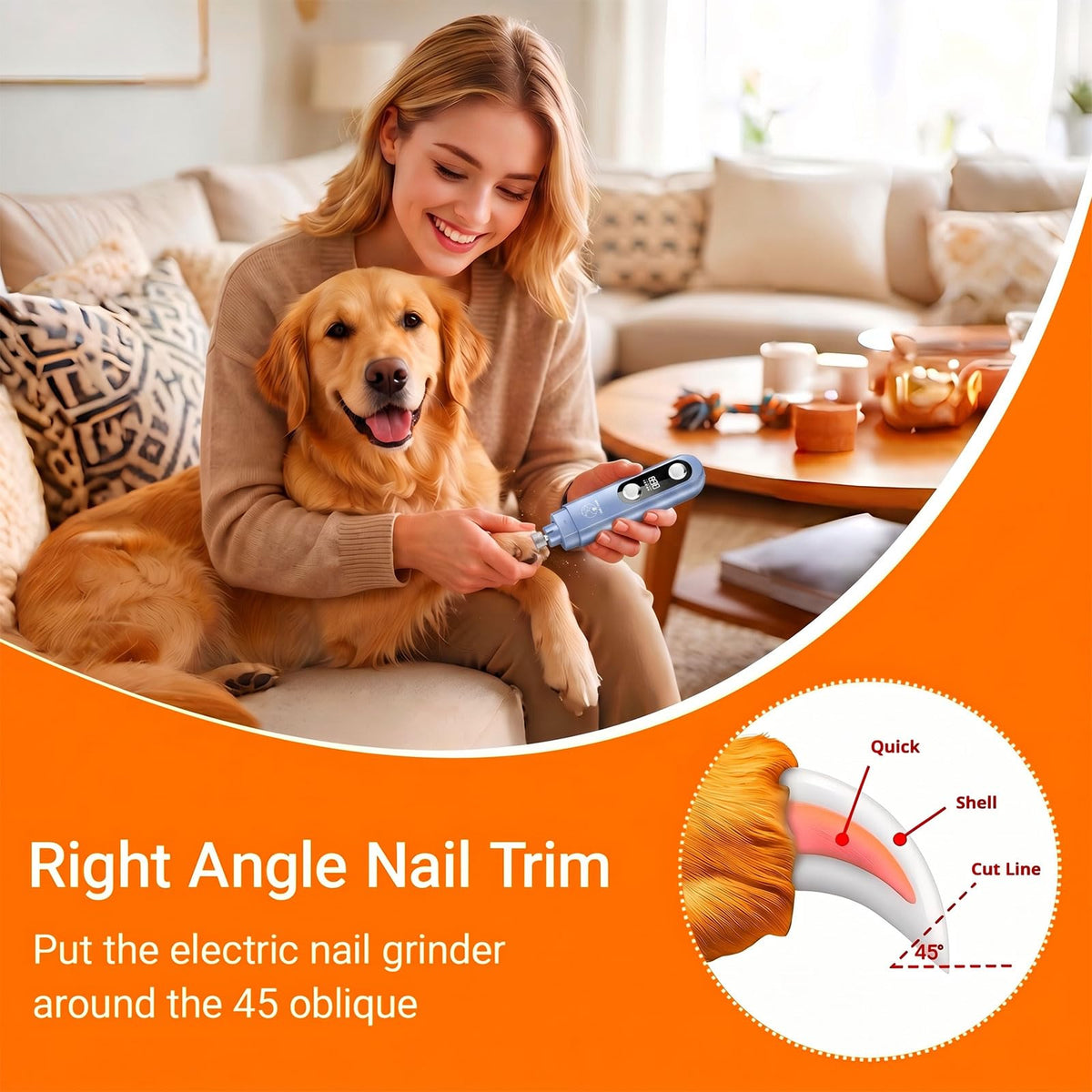 5-Speed Ultra Quiet Dog Nail Grinder with LED Light U3239