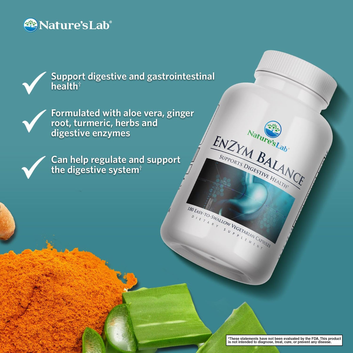 180 Capsules Digestive Enzymes with Aloe Turmeric Ginger Oregano S496883