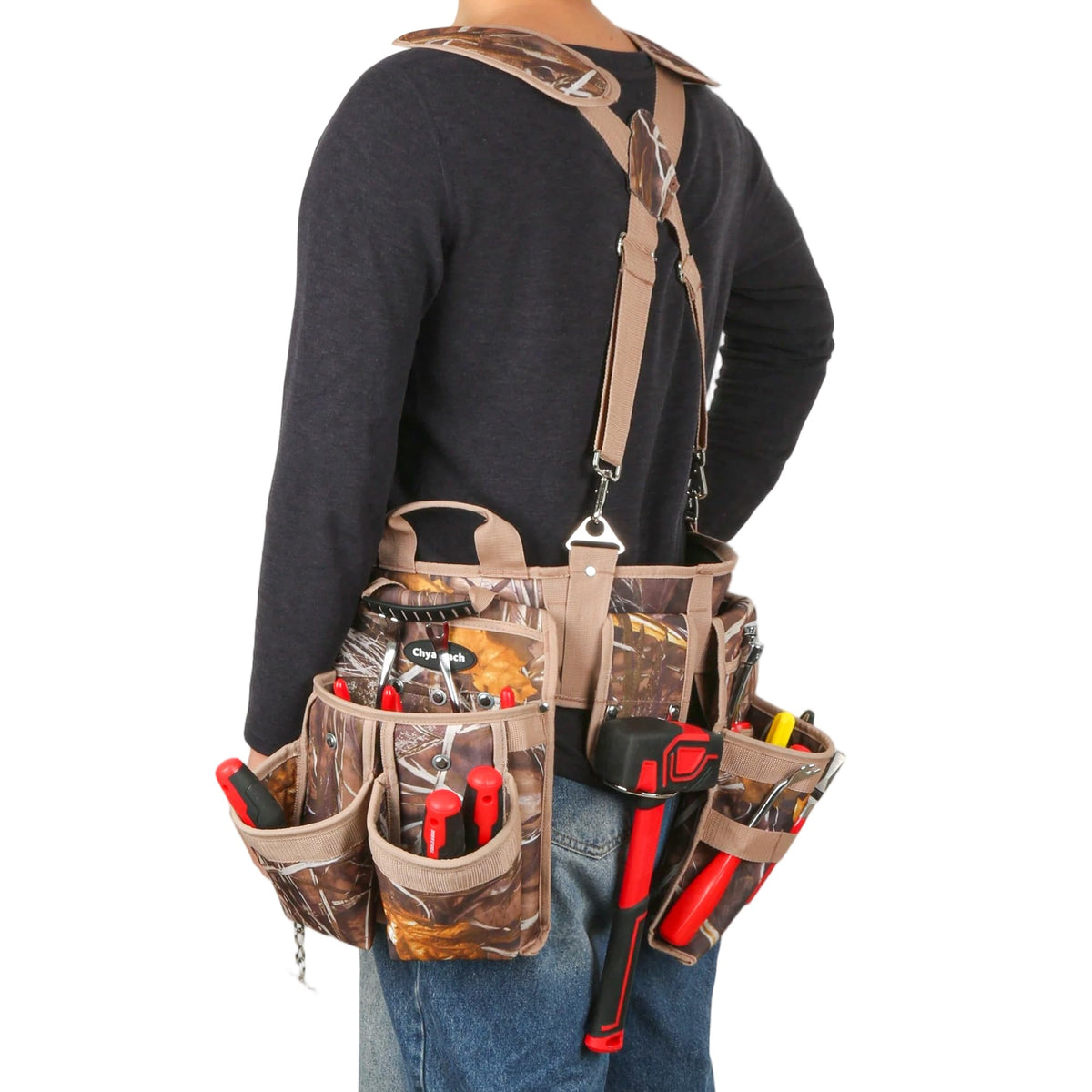 7-Piece Tool Belt Rig with 16 Pockets and Dual Hammer Loops O2994