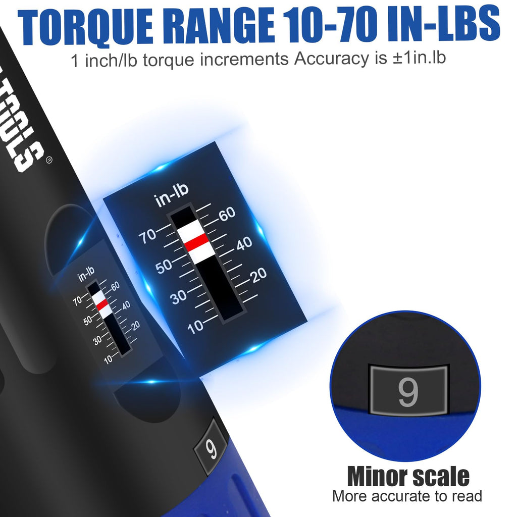 Torque Screwdriver Wrench Set, 10 to 70 Inch Pounds S716