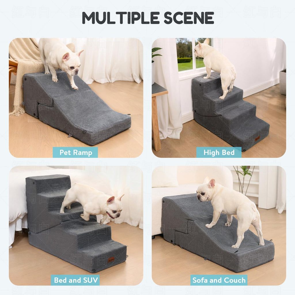 4-Step Dog Stair and Ramp with Non-Slip Bottom Grey H358577