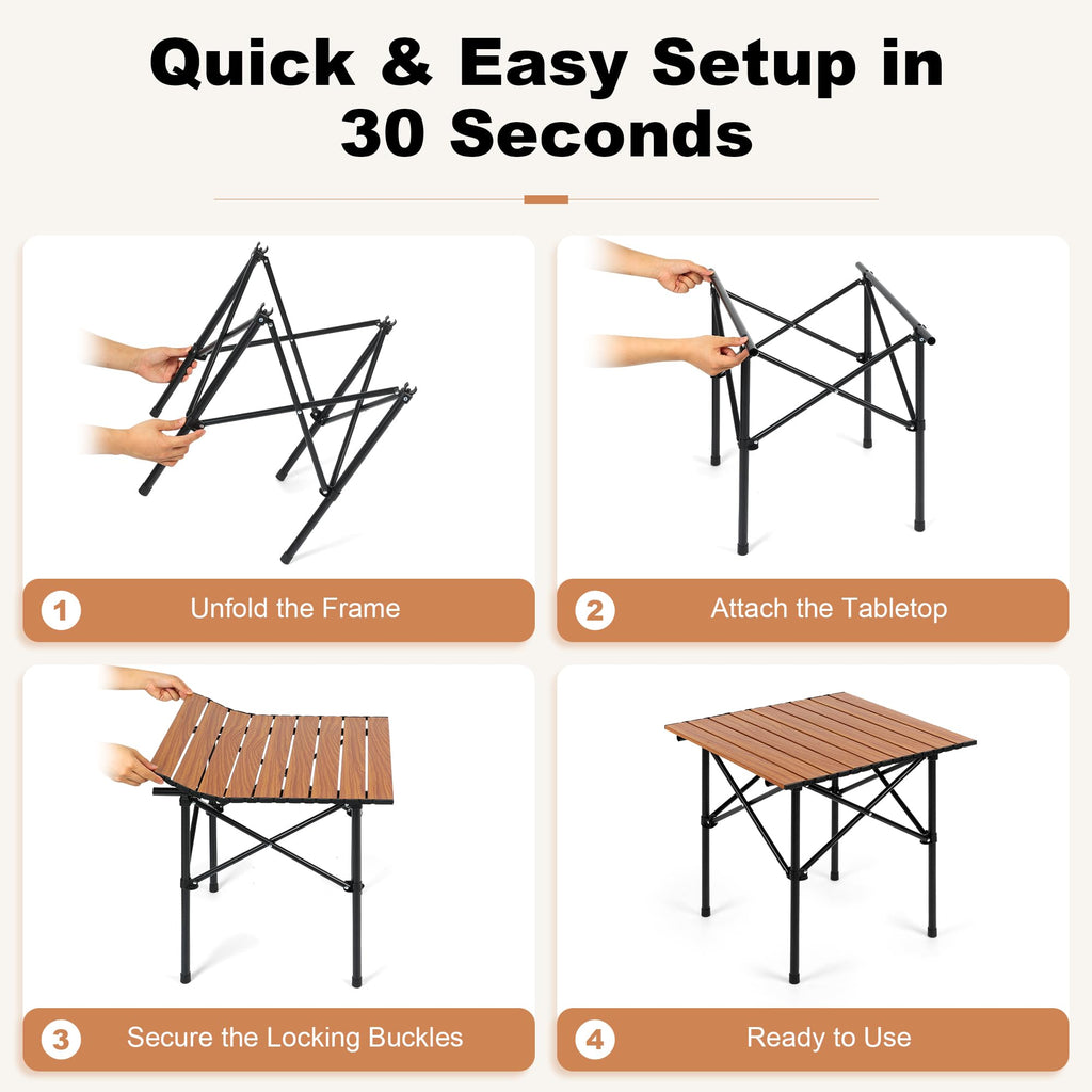 Folding Camping Table 21 x 20 Inch with Carry Bag Q785319