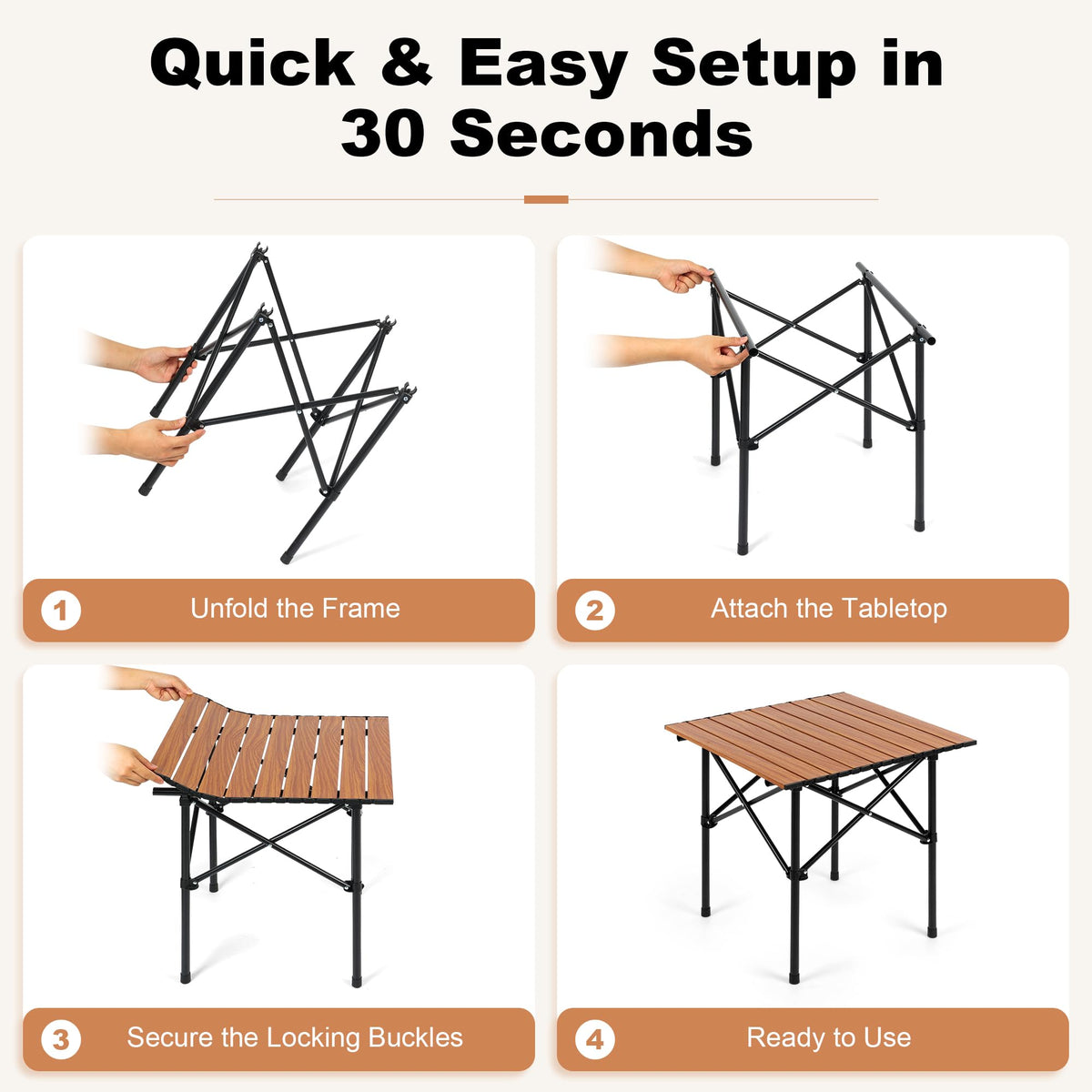 Folding Camping Table 21 x 20 Inch with Carry Bag Q785319
