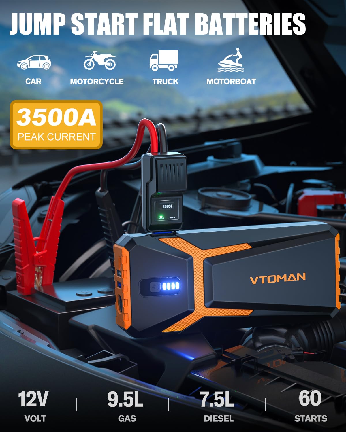 Portable 12V Lithium Jump Starter W1108