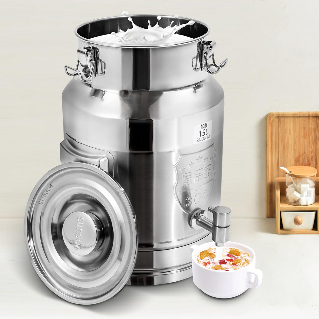 15L Stainless Steel Milk Can with Faucet F8204