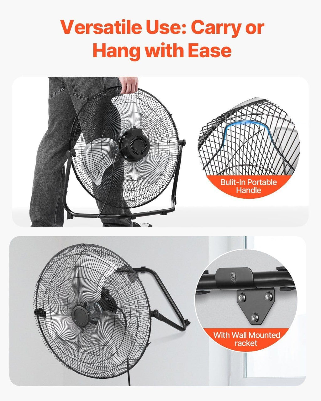 20 Inch 3 Speed Metal Floor Fans 2-Pack T523