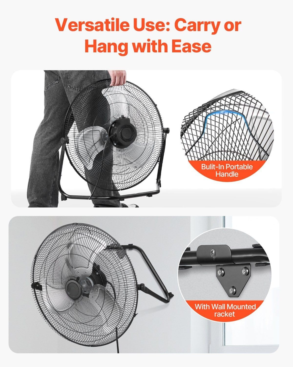 20 Inch 3 Speed Metal Floor Fans 2-Pack T523