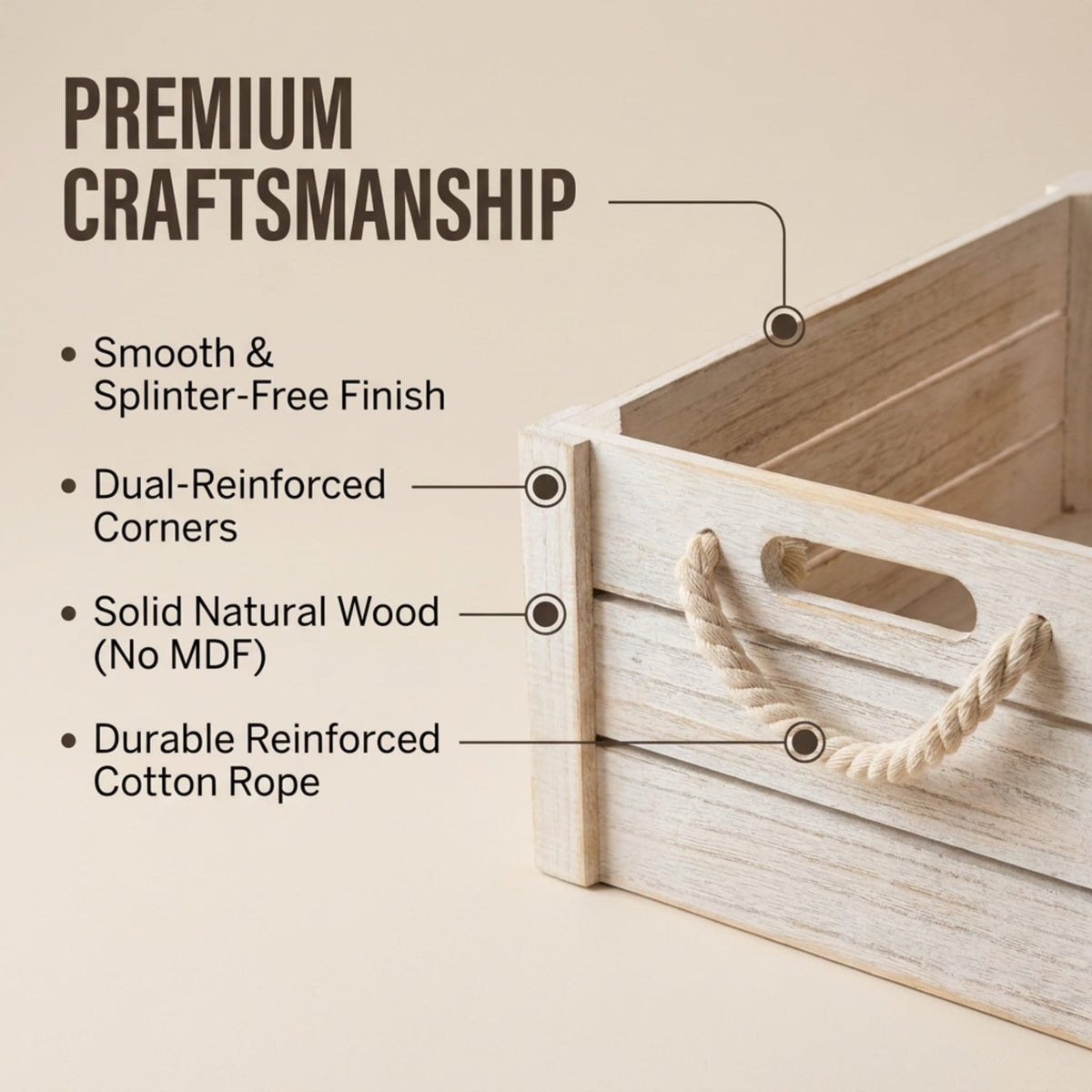 Set of 3 White Wooden Nesting Storage Crates N2604