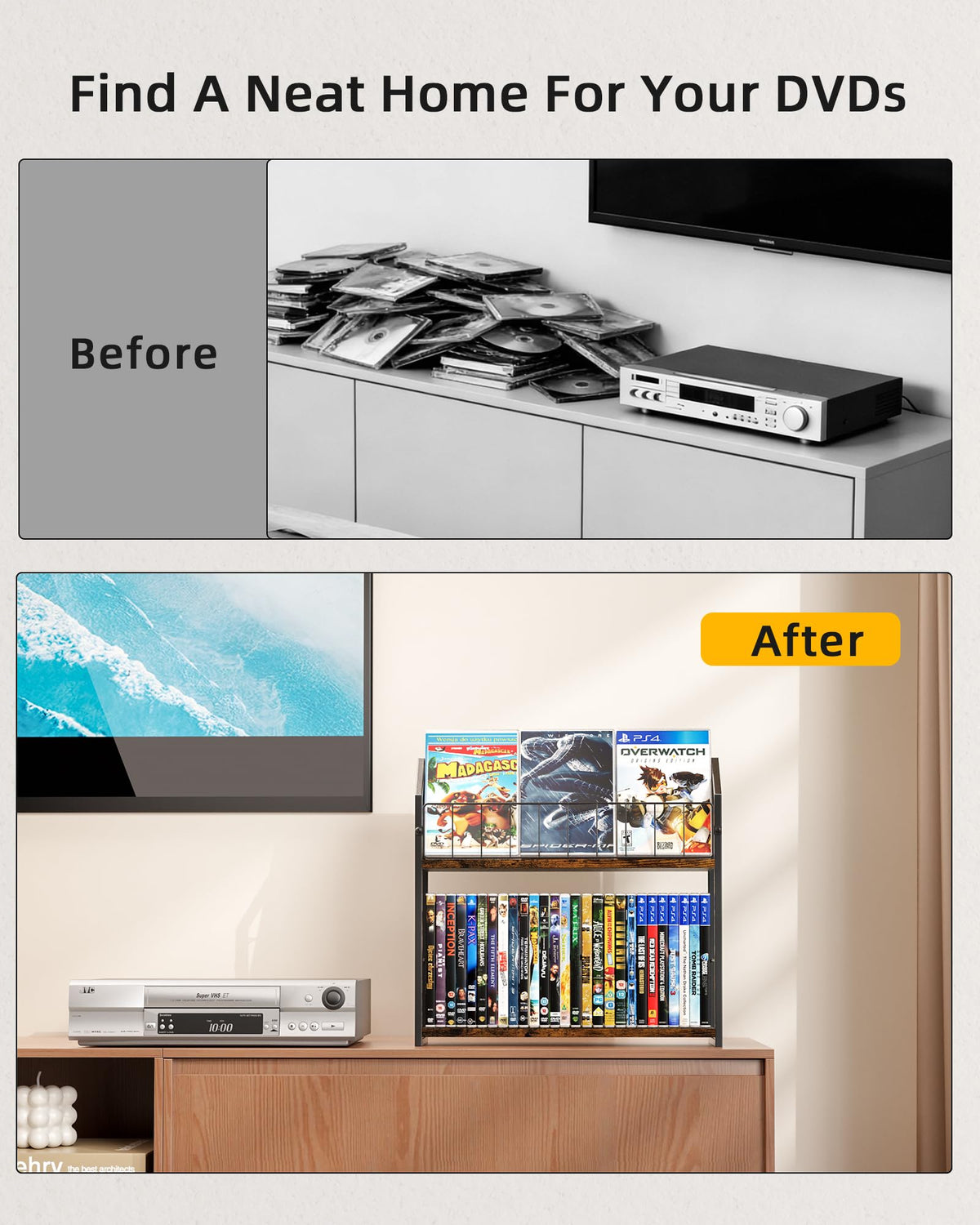 Brown 2-Tier DVD Storage Rack Q80590
