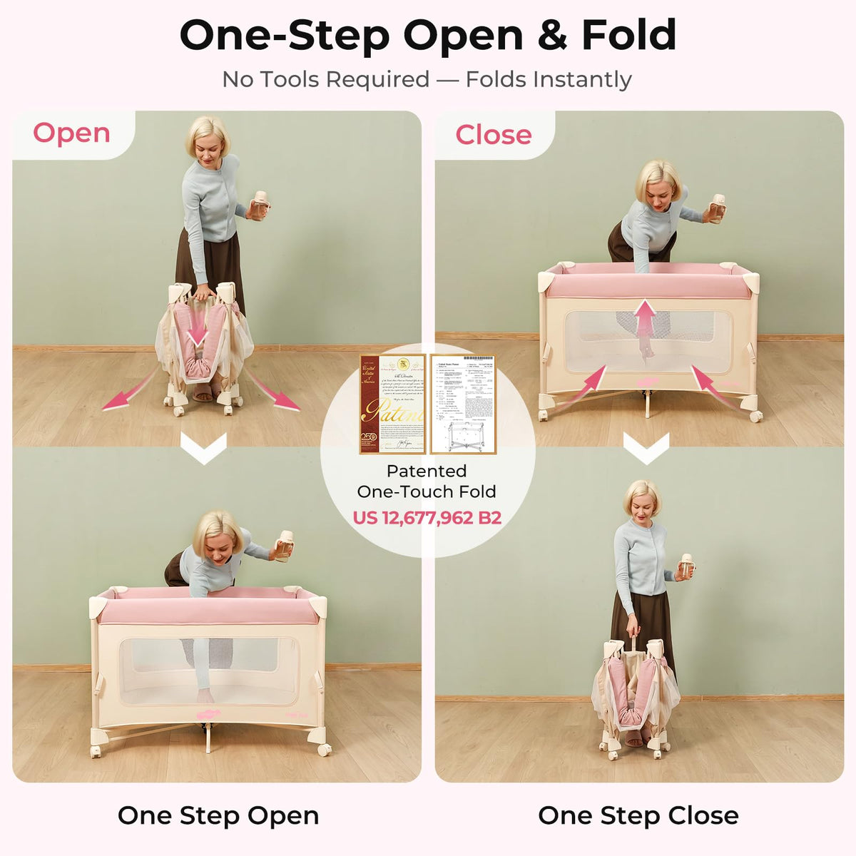 5 in 1 Pack and Play Bedside Crib Playard with Mattress O1026