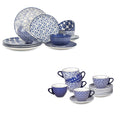 Ceramic Dinnerware Sets 12 Piece + 8 OZ Cappuccino Cup Set with Saucers S788436