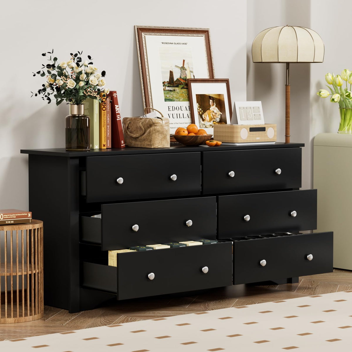 Black 6 Drawer Dresser F22018