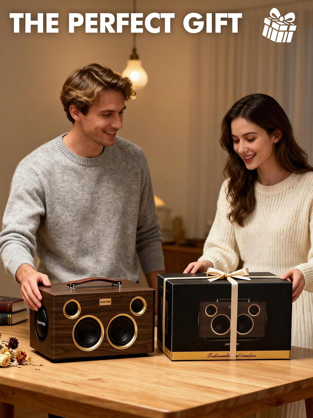 Portable Bluetooth Speaker 240W Peak Power Wooden Audio System M51841