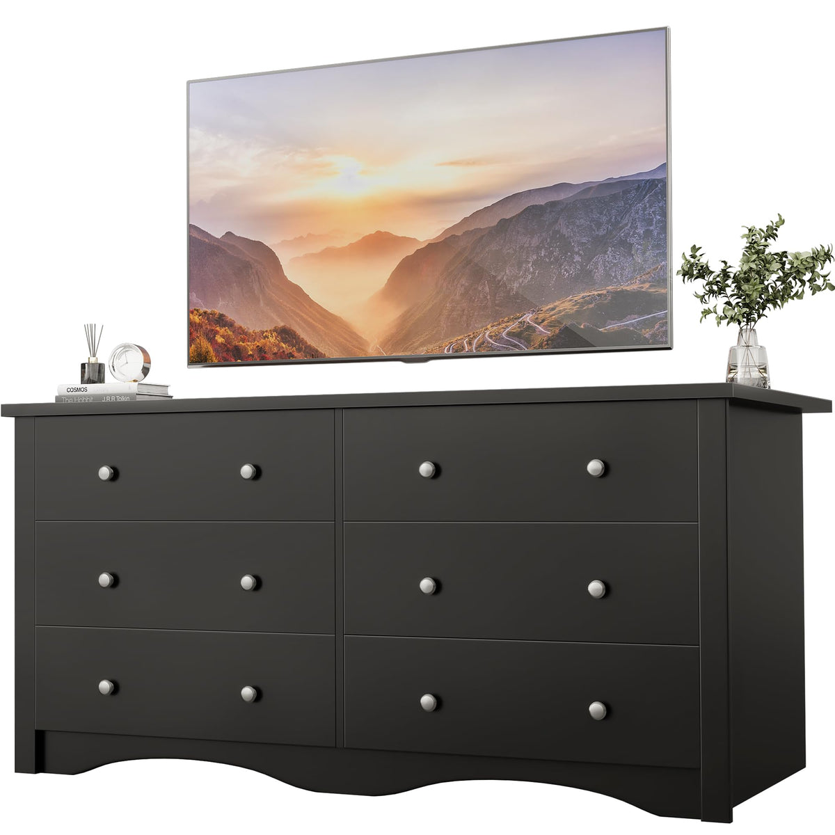 Black 6 Drawer Dresser F22018