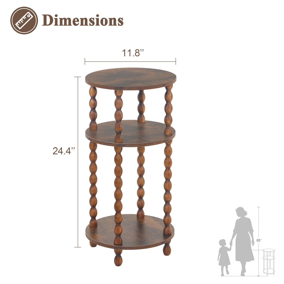 Small 3-Tier Round Side Table Q790