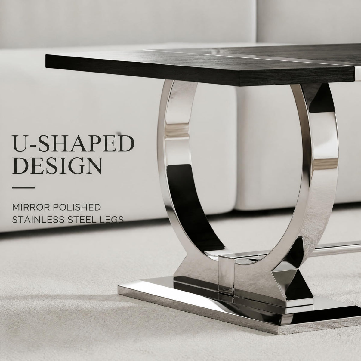 50" Black and Silver Coffee Table E1817