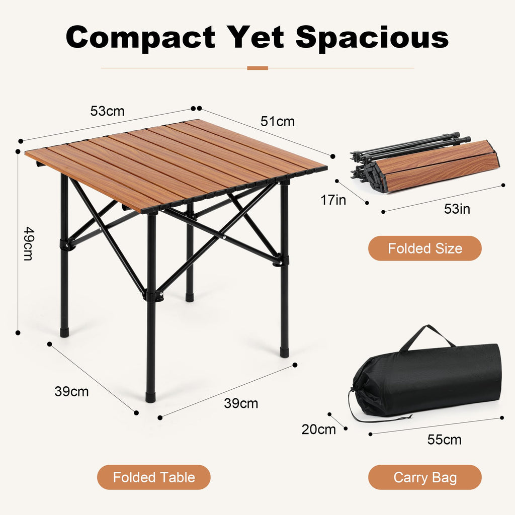 Folding Camping Table 21 x 20 Inch with Carry Bag Q785319