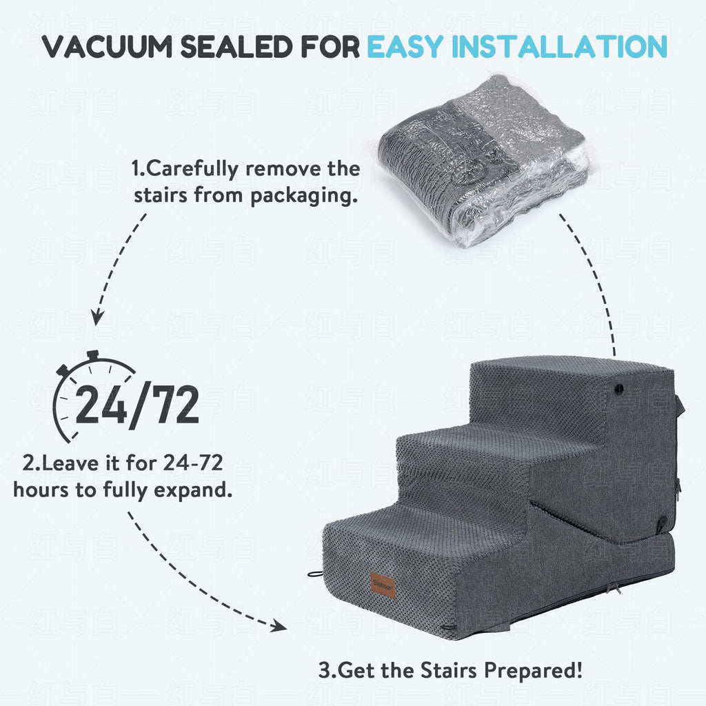 4-Step Dog Stair and Ramp with Non-Slip Bottom Grey H358577