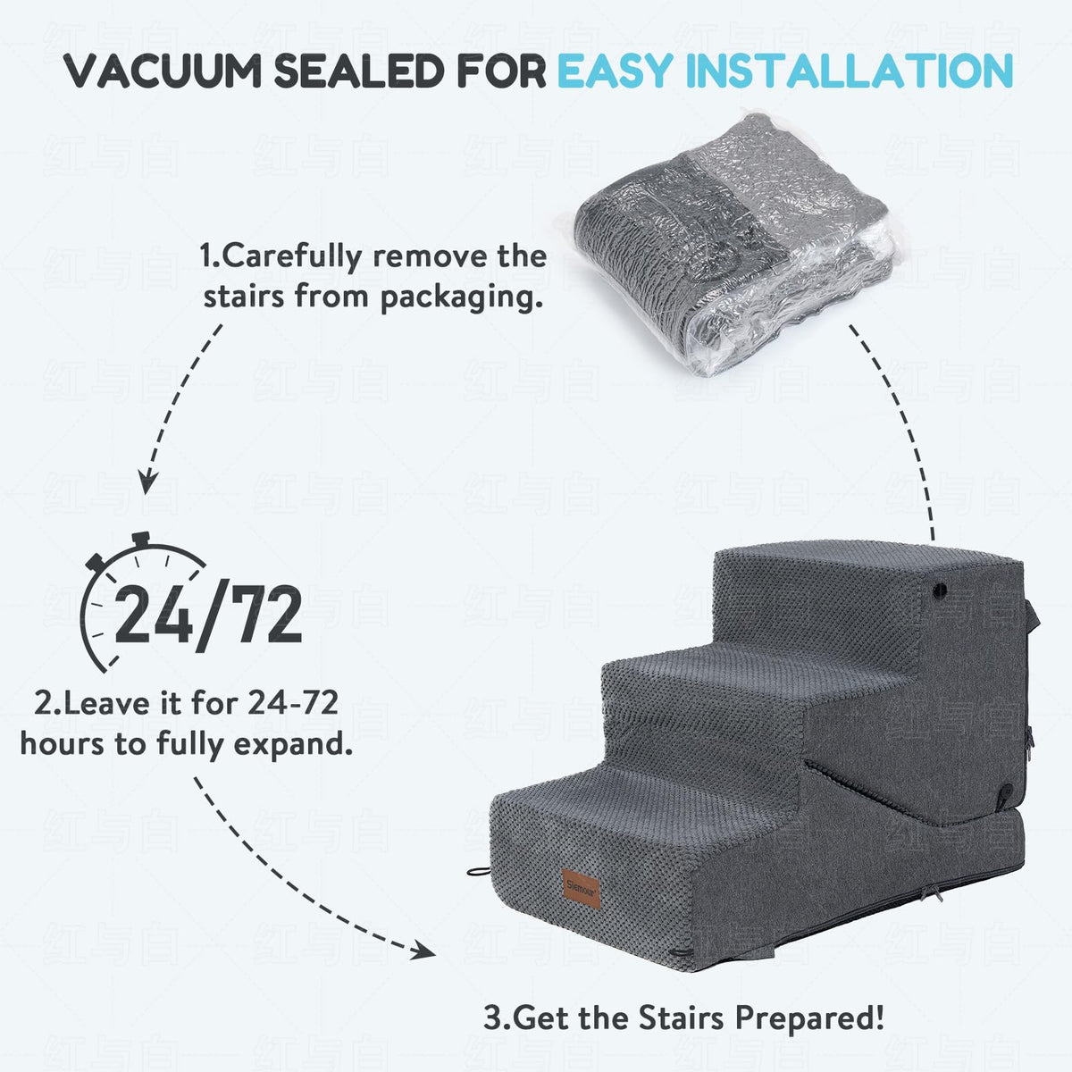 4-Step Dog Stair and Ramp with Non-Slip Bottom Grey H358577